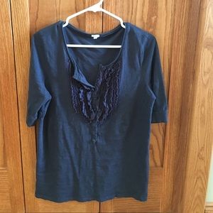 J.Crew Ruffle Front Henley