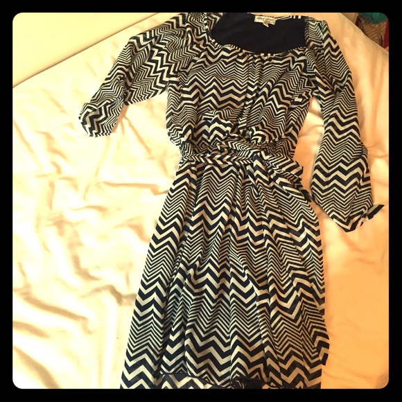 Dress with elbow length sleeves and knee length