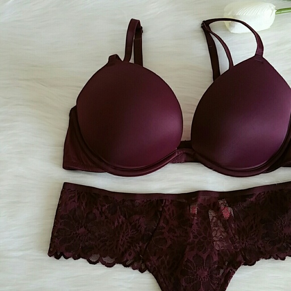 Nwt Beautiful Pink Vs Super Push-up Bra+Lace panty - Picture 3 of 4