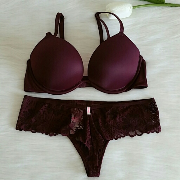 Nwt Beautiful Pink Vs Super Push-up Bra+Lace panty - Picture 4 of 4