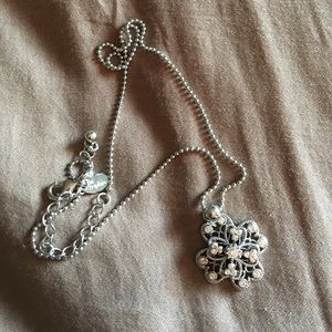 Silver crystal pendant necklace