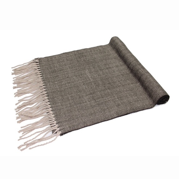 Brown Herringbone Cashmere Feel Scarf