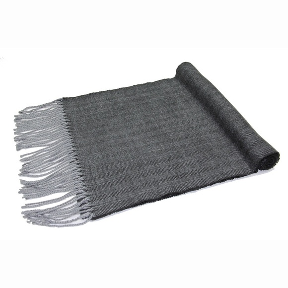 Dark Grey Herringbone Cashmere Feel Scarf