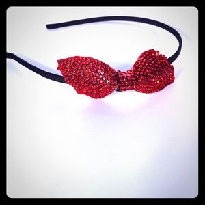 NWT Serena Collection Red Rhinestone Bow Headband