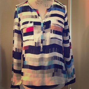 PARKER "Marissa" Blouse in Columns