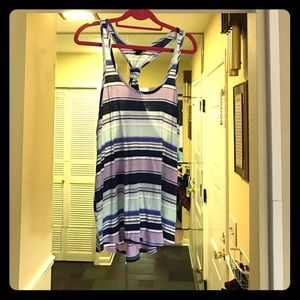 Gap Razor Back purple and blue stripped tee.