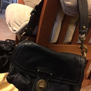 Coach black leather shoulder bag