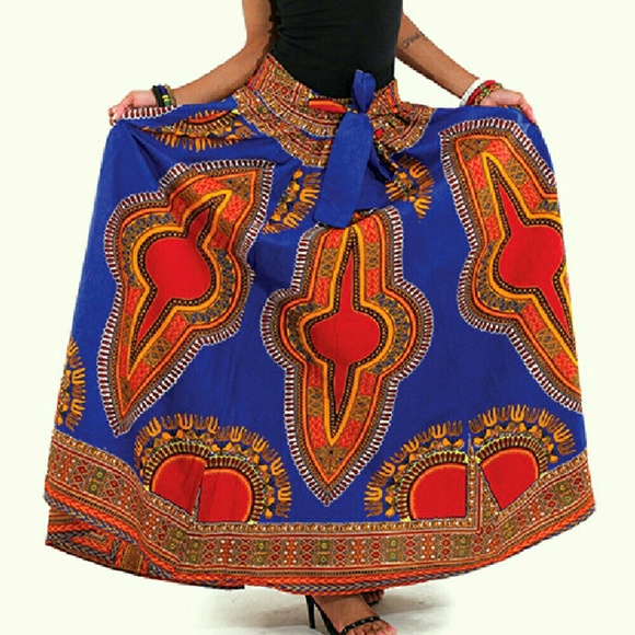 Dashiki Print Maxi Skirt - Picture 2 of 2