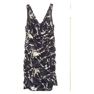 Navy Blue Satin Body Con Dress