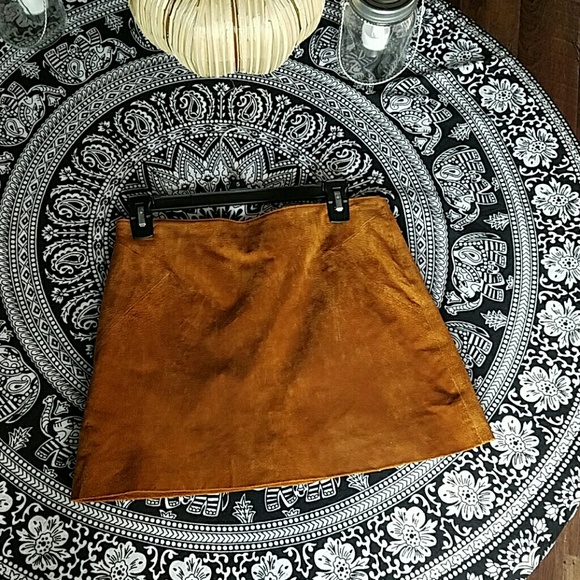 Suede mini skirt