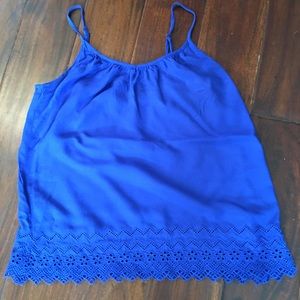 Gap blue spaghetti tank with eyelet detail