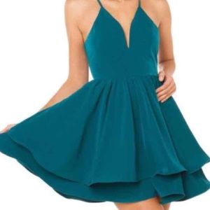 AKIRA flare deep plunge dress