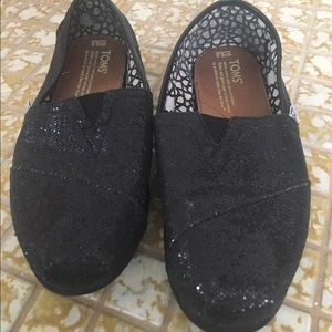 Toms black glitter 6.5