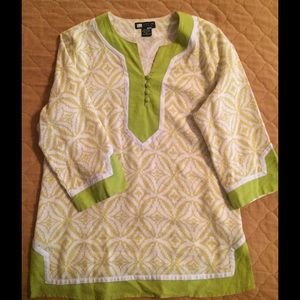 Green & white carol little linen tunic medium