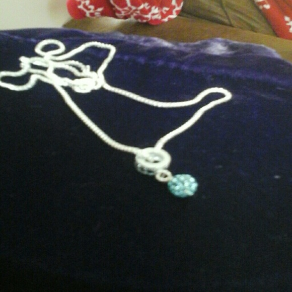 Silver  925  crystal  ball  charm  Necklace