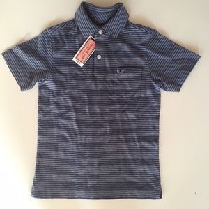 Vineyard Vines stripe polo blue / grey size 7
