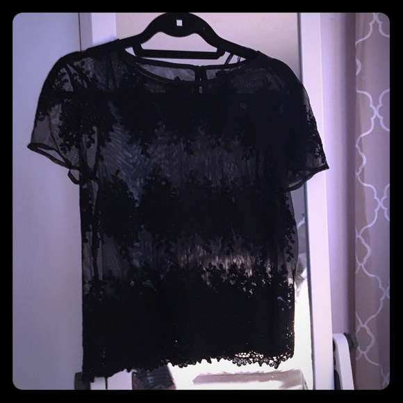 Black, Lace Sheer Blouse
