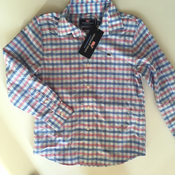 NWT Vineyard Vines check button down size 7