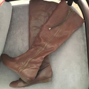 Jessica Simpson knee high leather boots in bourbon