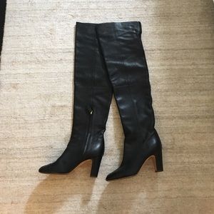 Over the knees black Chanel boots
