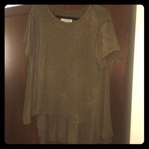 Distressed Olive Green Free People Blouse