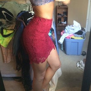 Red lace skirt