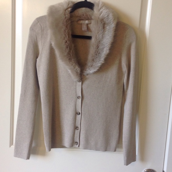 Banana Republic Faux fur collar cardigan