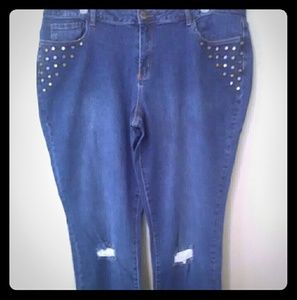 Ashley Stewart Studded Skinny Jeans