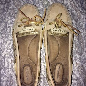 Gold Sparkly Sperry Topsider Boat Shoes