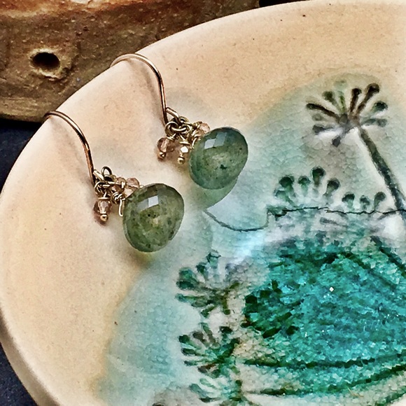 Moss Aquamarine handmade earrings - Picture 2 of 4