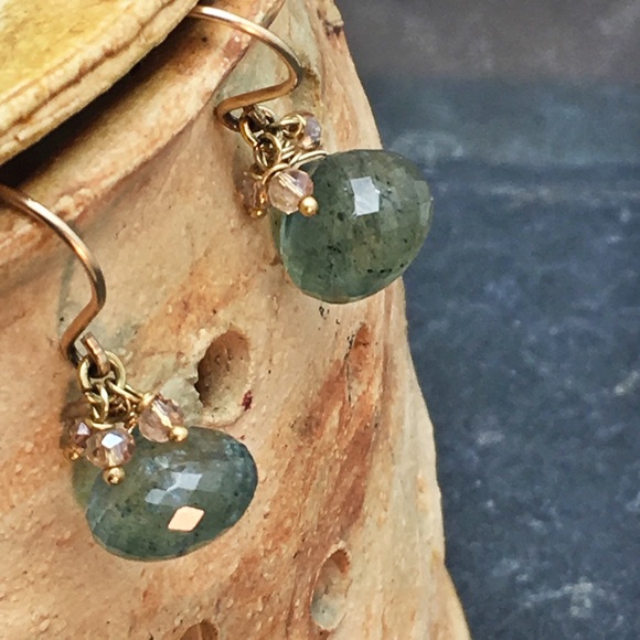 Moss Aquamarine handmade earrings - Picture 3 of 4