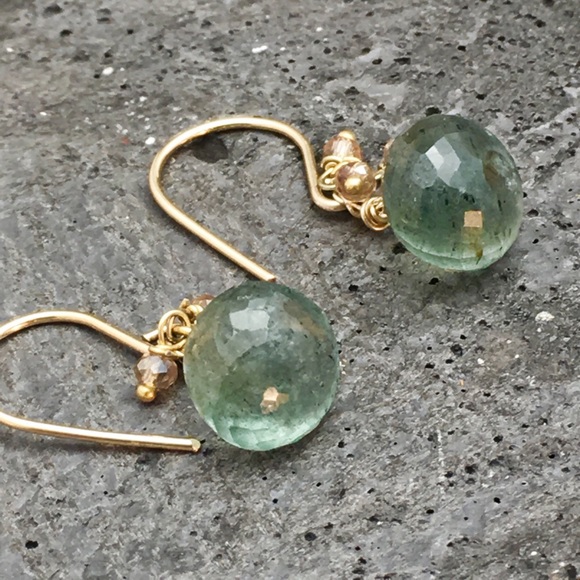 Moss Aquamarine handmade earrings - Picture 4 of 4
