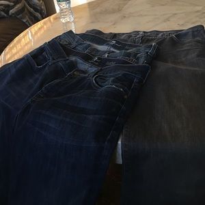 Three used jeans