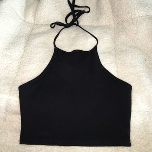 black halter-crop top