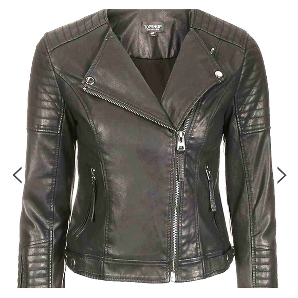 Topshop Faux leather quilted jacket