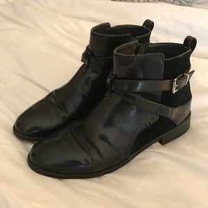 H&M black faux leather and suede booties