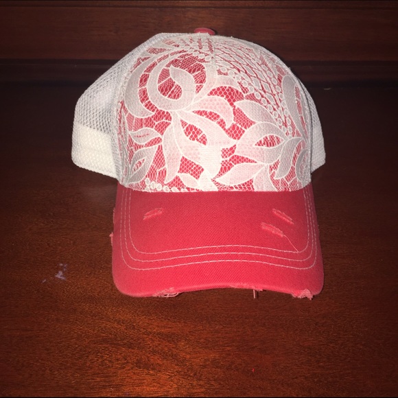 White & Coral Cap