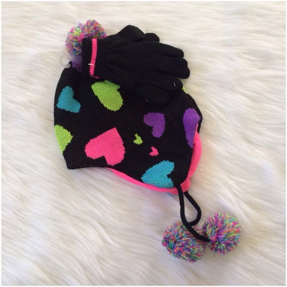 Other - Girls Heart Hat & Glove Set