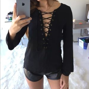 LF Millau lace up blouse