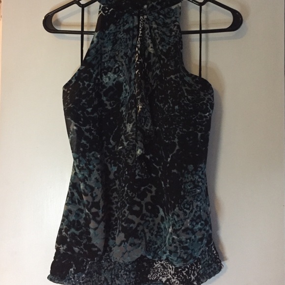Guess high neck leopard patterned blouse
