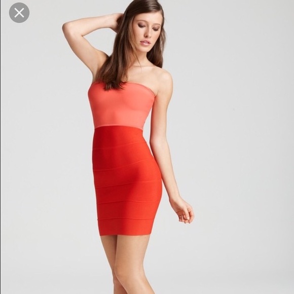 BCBG Alyona Coral Comb Bandage Dress