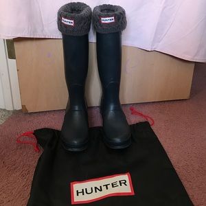 hunter rainboots and winter sock