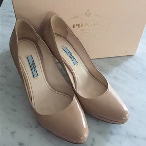 Prada Saffiano Leather Nude Pumps