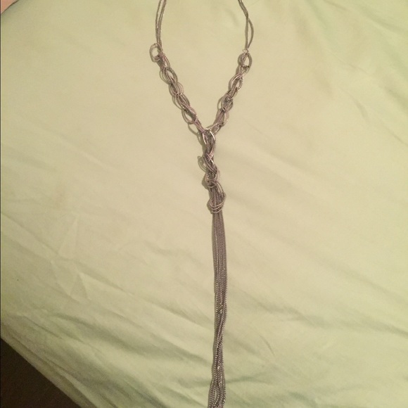 long silver necklace