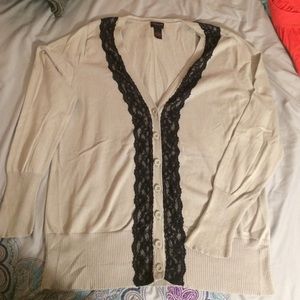 Light Grey Cardigan with Lace Detail