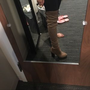 brown suede thigh high boots