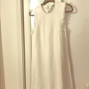 T Alexander Wang white shift dress with frayed hem