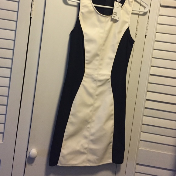 H&M Black and White Vegan Leather Dress.