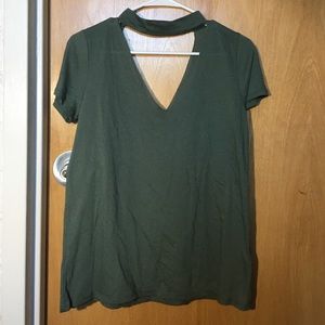 V neck with choker neckline