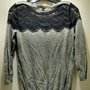 LAST CALL *Donate sun.* Gray sweater with lace